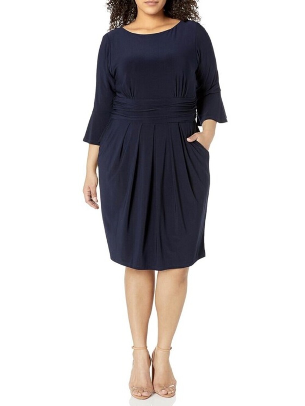 Eliza J Women's Plus Size Sheath Dress with Flounce Sleeve Size 16 Navy